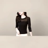 A black long-sleeved lace top for ladies is casual and versatile Specification image